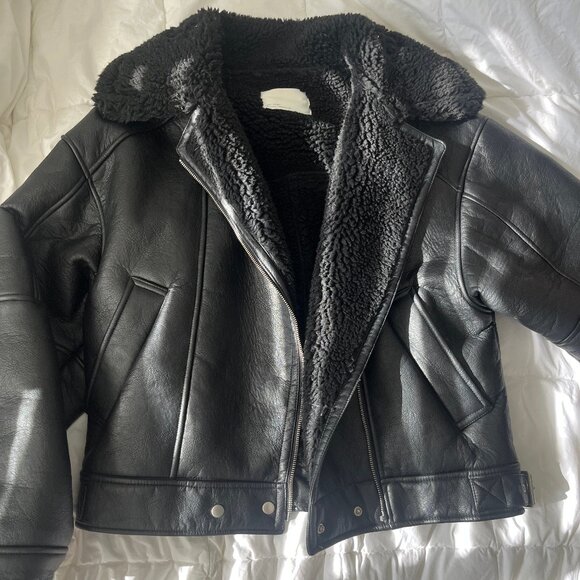 Oak and Fort Leather Sherpa Jacket - Picture 1 of 4